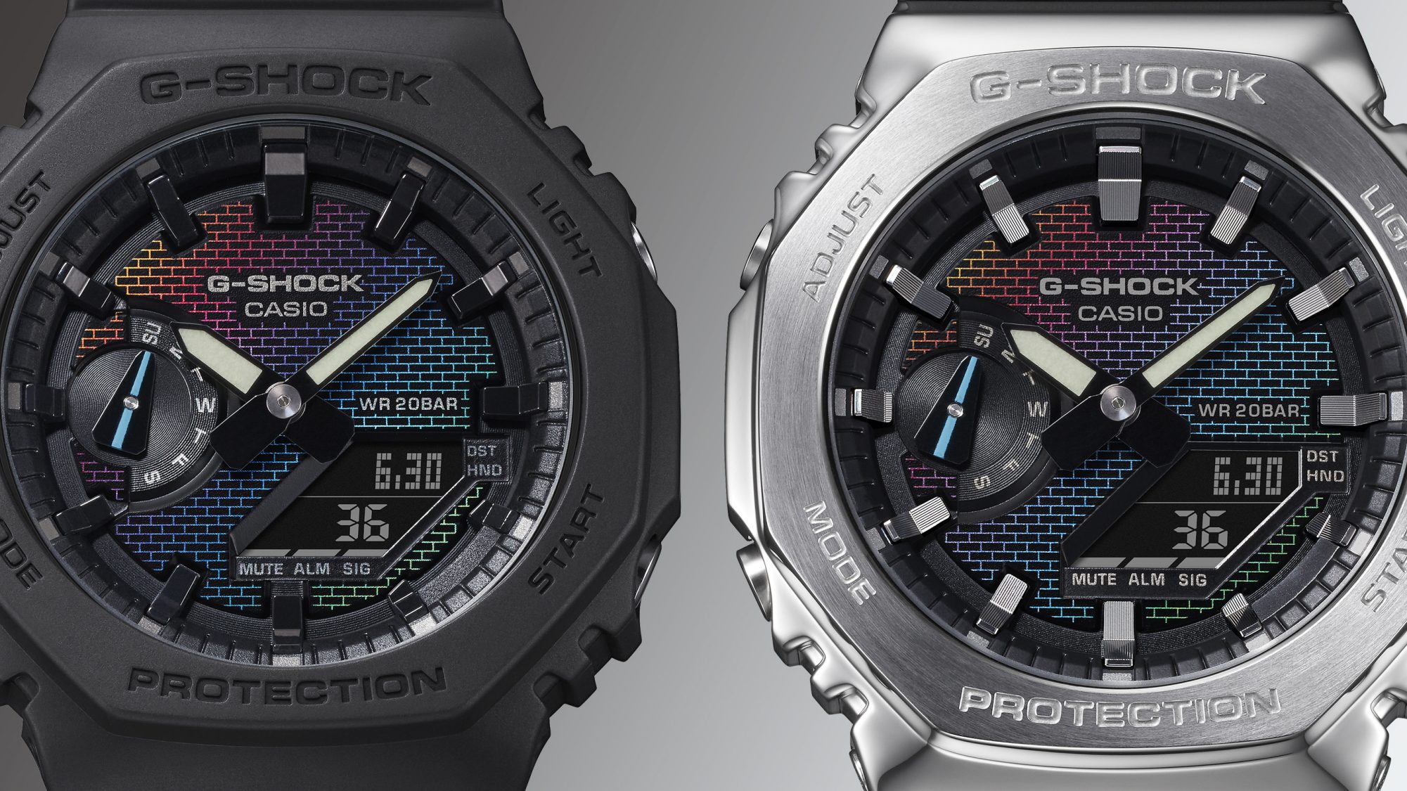 2100 系列外观绚丽独特：GA-2100RW、GM-2100RW、GM-2100BRW